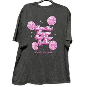NWT Simply Southern “Never Let Anyone Dull Your Sparkle” Disco Ball Tshirt‎ XXL